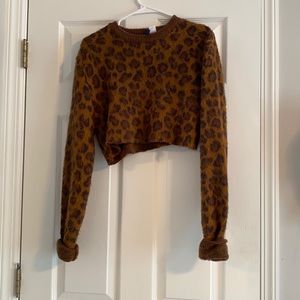 cropped cheetah print sweater